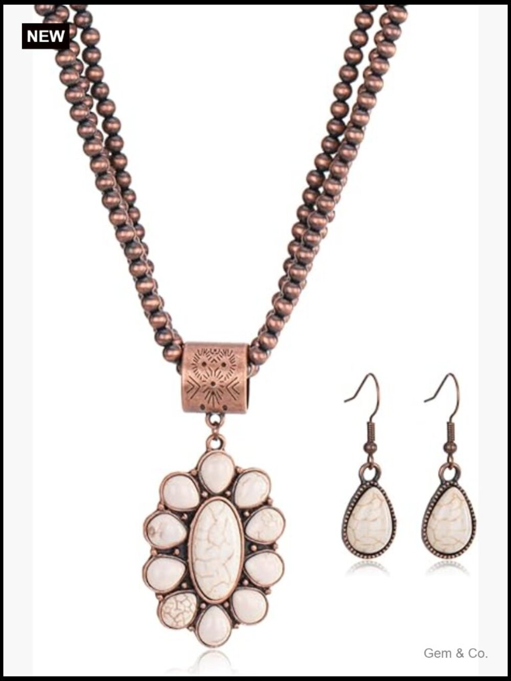 Cowgirl Western Turquoise Jewelry Set Necklace Earrings Vintage